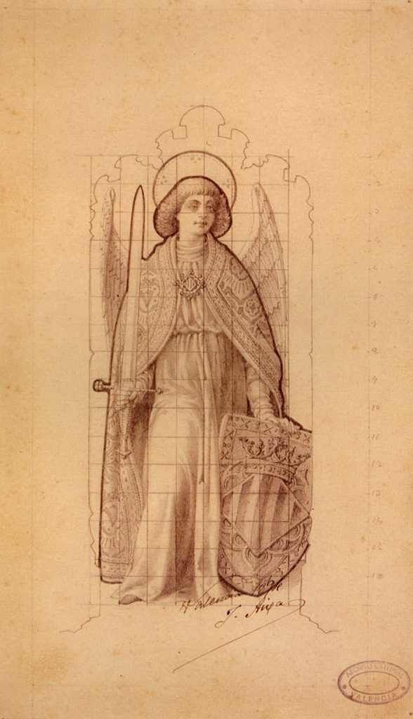 Ángel custodio - Diseño de vidriera para la capilla mayor de la catedral